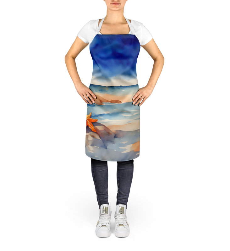 Starfish Coastal Scene Polyester Bib Apron