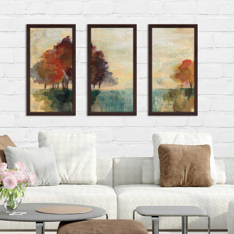 "Paysage monogramme II", reproduction sur acrylique 3 pièces, H 33,5 po x l 52,5 po x P 1 po