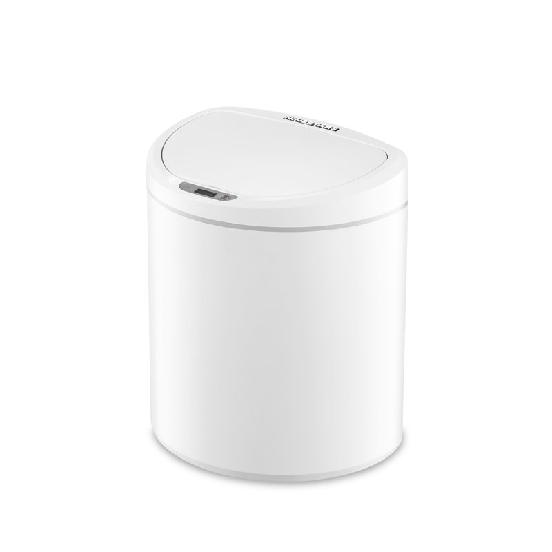 White Plastic Touchless Motion Sensor Trash Can 2.1 Gallon