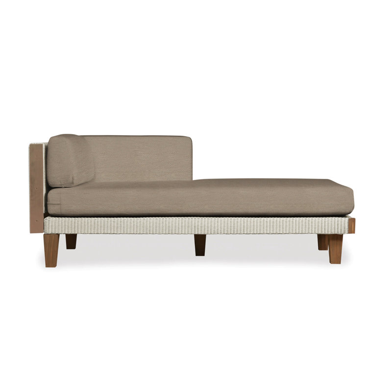 Catalina Outdoor Teak Chaise Lounge, Canvas Black Sunbrella® Canvas, Linen