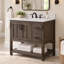 Meuble-lavabo simple autoportant de 36 po avec plateau en pierre d'ingénierie Floyd-915050148