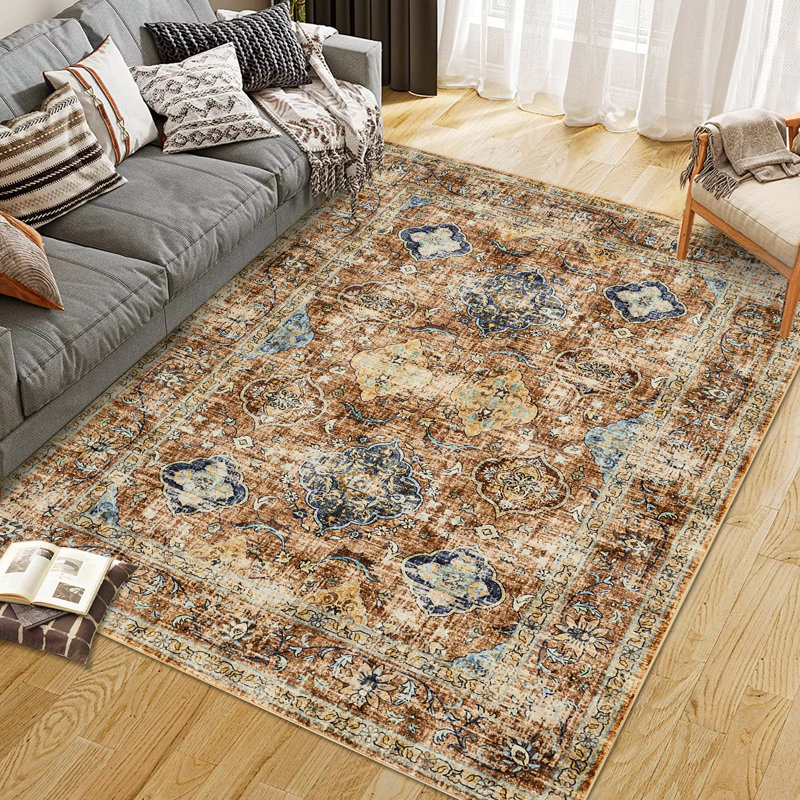 Washable Area Rug for Living Room Area Rugs for Farmhouse Area Rug Non Slip Pattern Rug for Bedroom, Rectangle 5' x 7'
