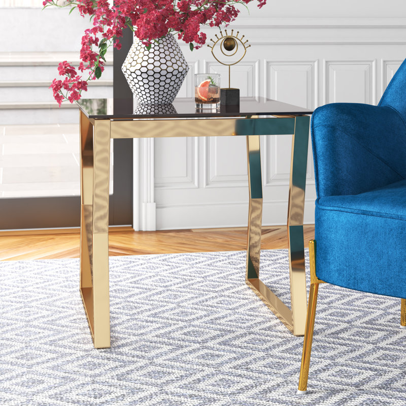Table de bout Xander, Plateau noir / base or