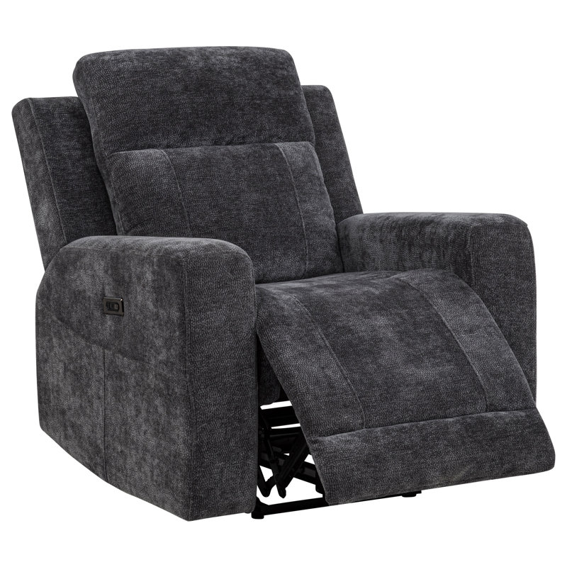 Ensemble de canapé inclinable électrique chenille 3 pièces Kennett - gris foncé, Gris