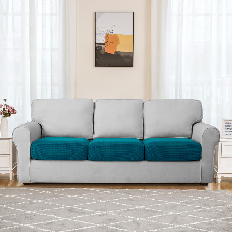 Housse pour canapé à coussins carrés Allington, Mélange de polyester turquoise
