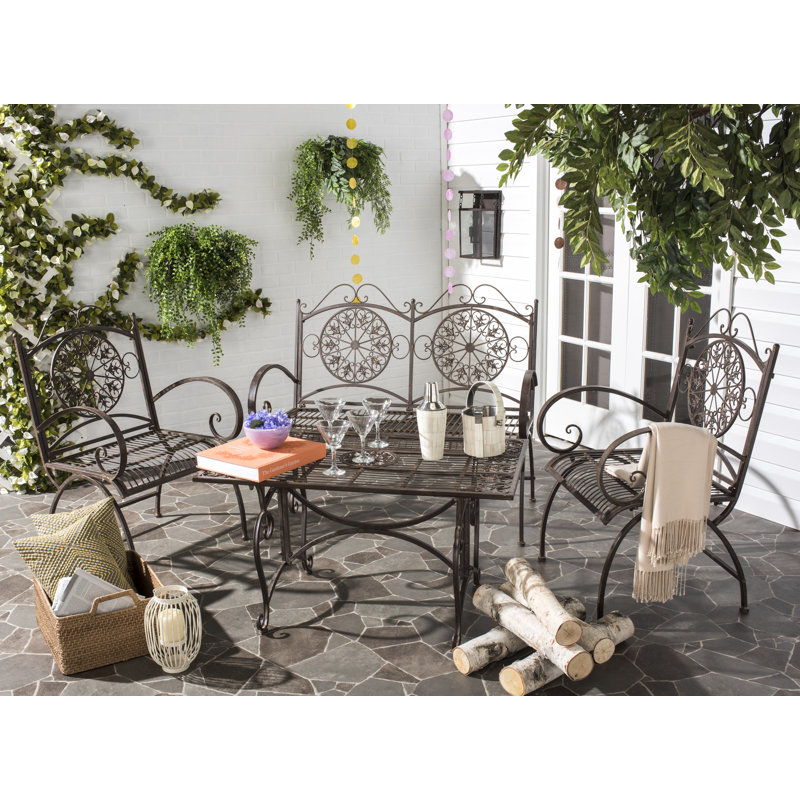 Pafford 4 - Person Patio Dining Set with Rectangular Table, Rustic Brown