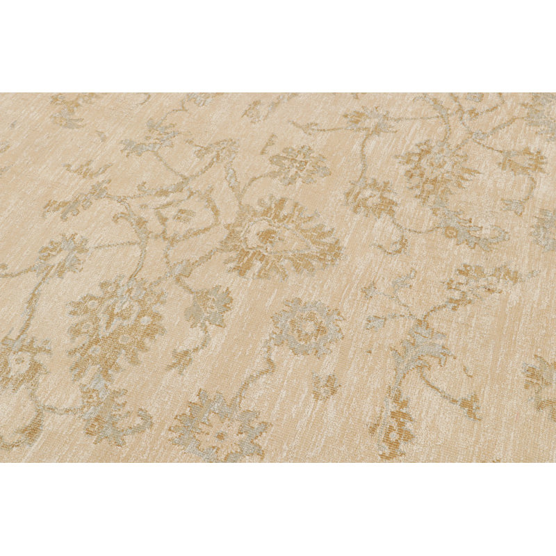 Hand Knotted Silk Area Rug in Brown