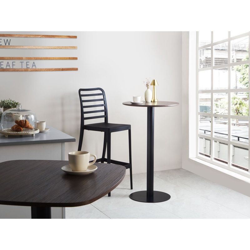Banerjee Pedestal End Table, Black,  Dark Brown