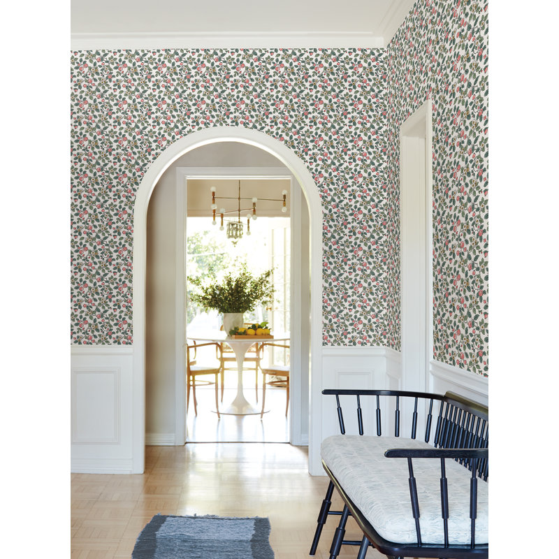Framboise Pink Berry Vines Wallpaper, Pink