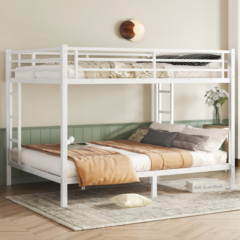 Metal Full XL Over Full XL Bunk Bed for Teens and Adults, Space-Saving, Noise-Reduced, No Box Spring Needed