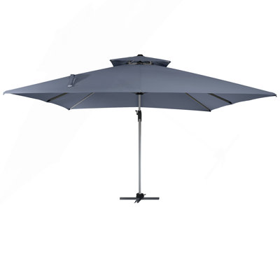 Parasol carré extérieur double toile de 3,35 m (gris, base non incluse)
