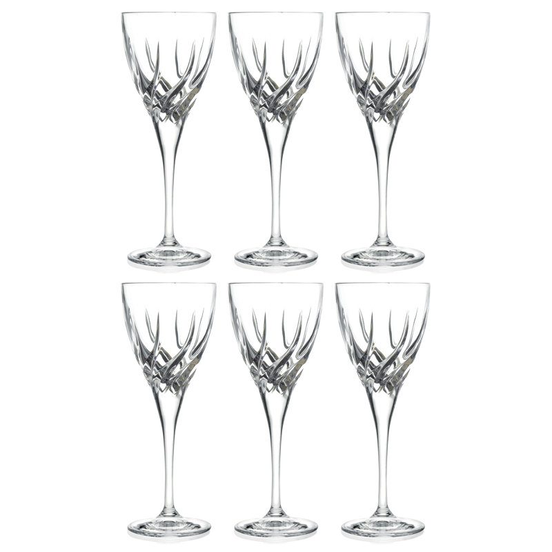 Elegant Clear Crystal Goblet Set of 6, 6 oz.