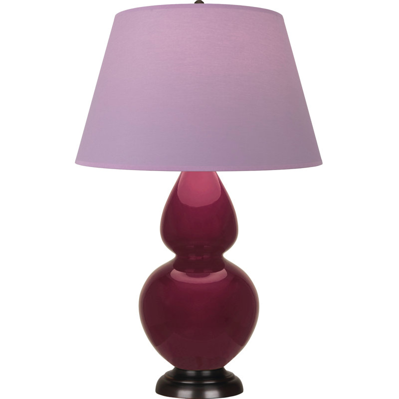 Lampe de table double gourde en céramique, Lavande / prune, Sucre prune glacé, Bronze