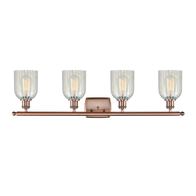 Vella 4 - Light Dimmable Vanity Light, 6 Watt Vinage LED Bulb, Mouchette, Antique Copper
