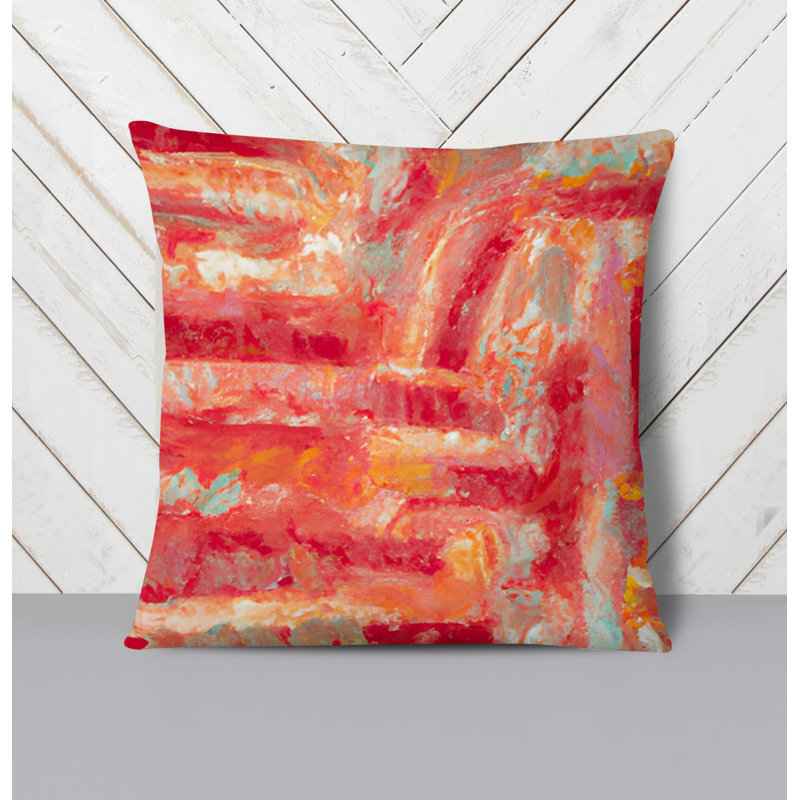 Throw Pillow With Insert, 20"H x 20"W, Red Abstract 9