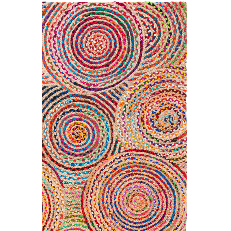 Tapis géométrique en jute / chindi tissé à la main Abhay, Rectangle 8 pi x 10 pi