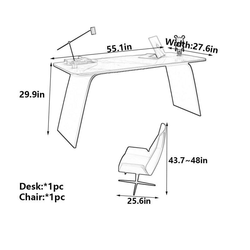 Bartsch, H 29,9 po x l 55,1 po x P 27,6 po