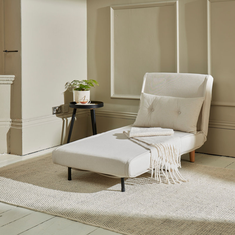 Trahan 1 Seater Fold Out Sofa Bed, 80cm H x 75cm W x 86.5cm D, Warm White