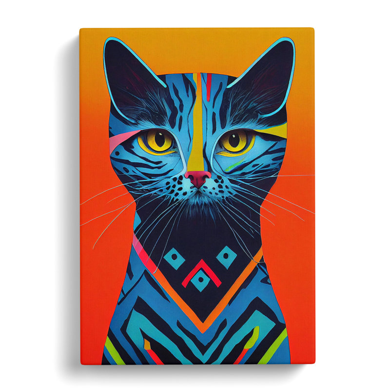 Colourful Abstract Cat Vol.5 - Wrapped Canvas, 76cm H x 50cm W x 3cm D