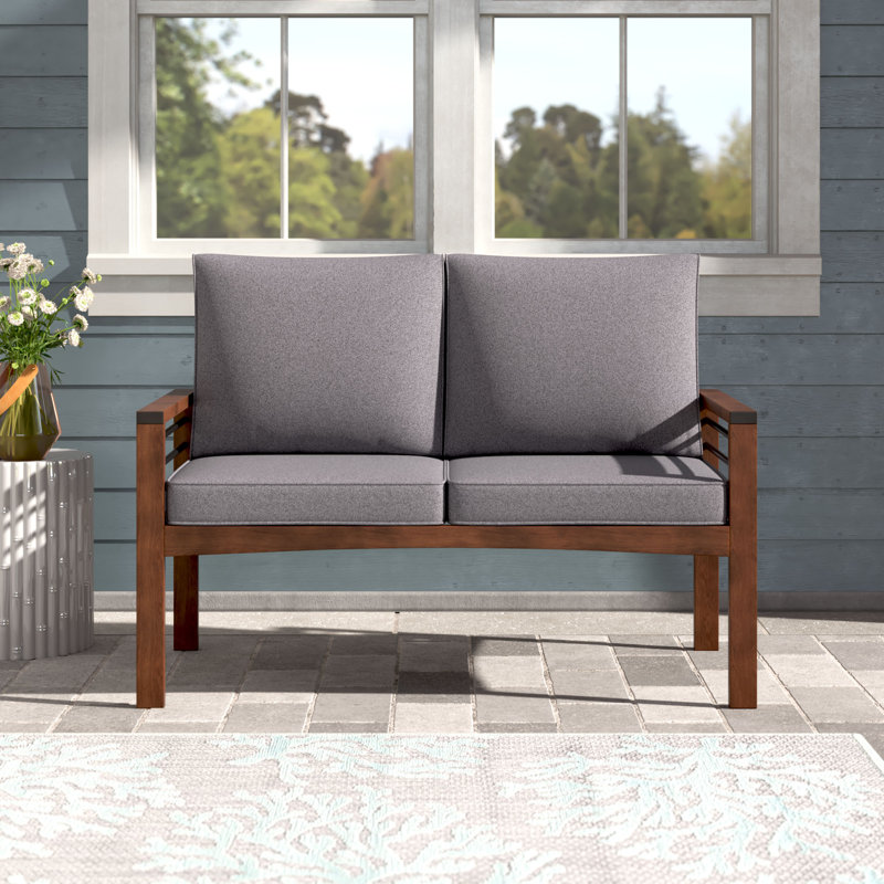 Piatto 48'' Wide Acacia Loveseat with Cushions