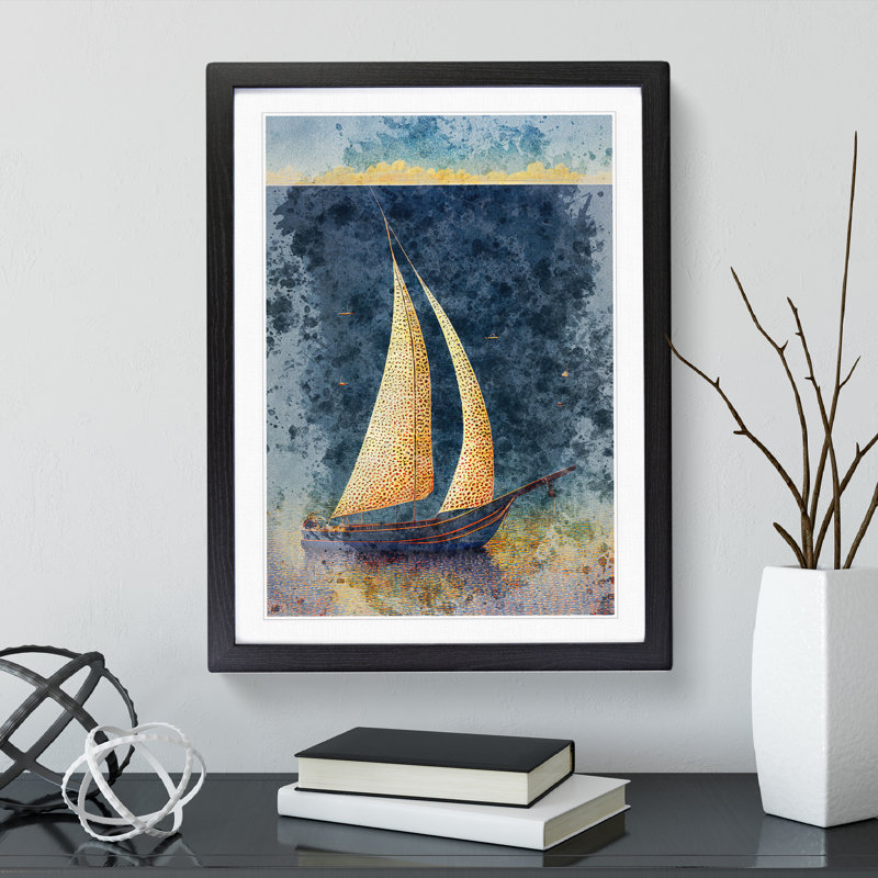 The Sailing Boat - Single Picture Frame Painting, Black, 64cm H x 46cm W x 2cm D