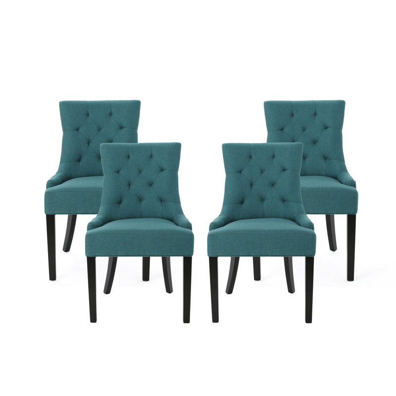 Chaises de salle à manger rembourrées Modern, Mélange de polyester bleu sarcelle foncé, 4