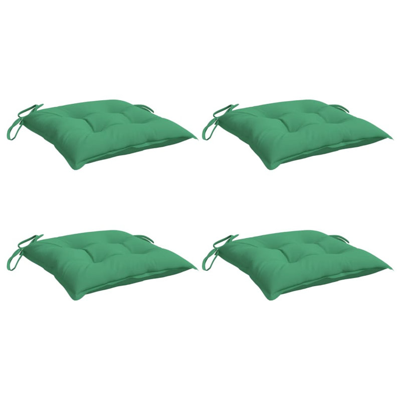 Chair Cushion Set of 4 Green Outdoor Garden Chair Pads, 19.7" H x 19.7" W x 2.8" D, Fabric - Green