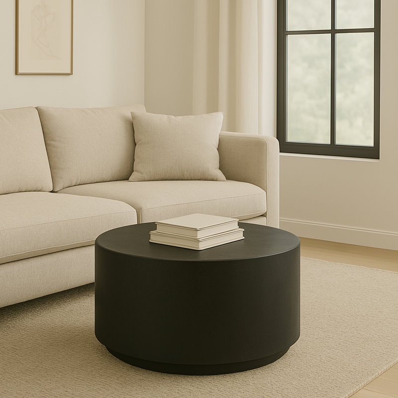 Modern Stone & Mango Wood Coffee Table with Sleek Marble Top, Contemporary Round Design, Durable Solid Wood Base for Stylish Home Decor