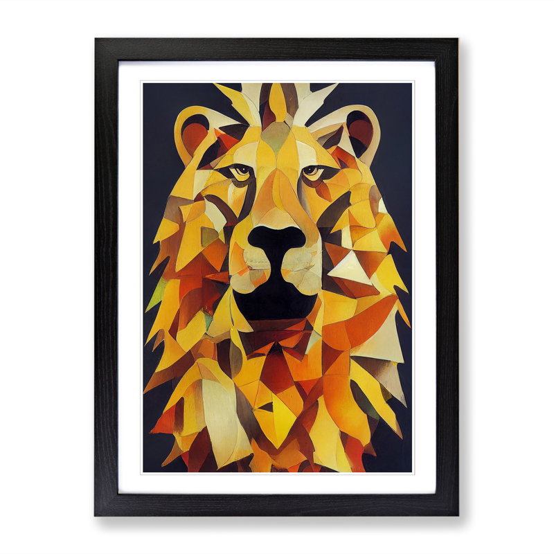 Hille Lion Abstract Vol.6 - Picture Frame Print, Black, 64cm H x 46cm W x 2cm D