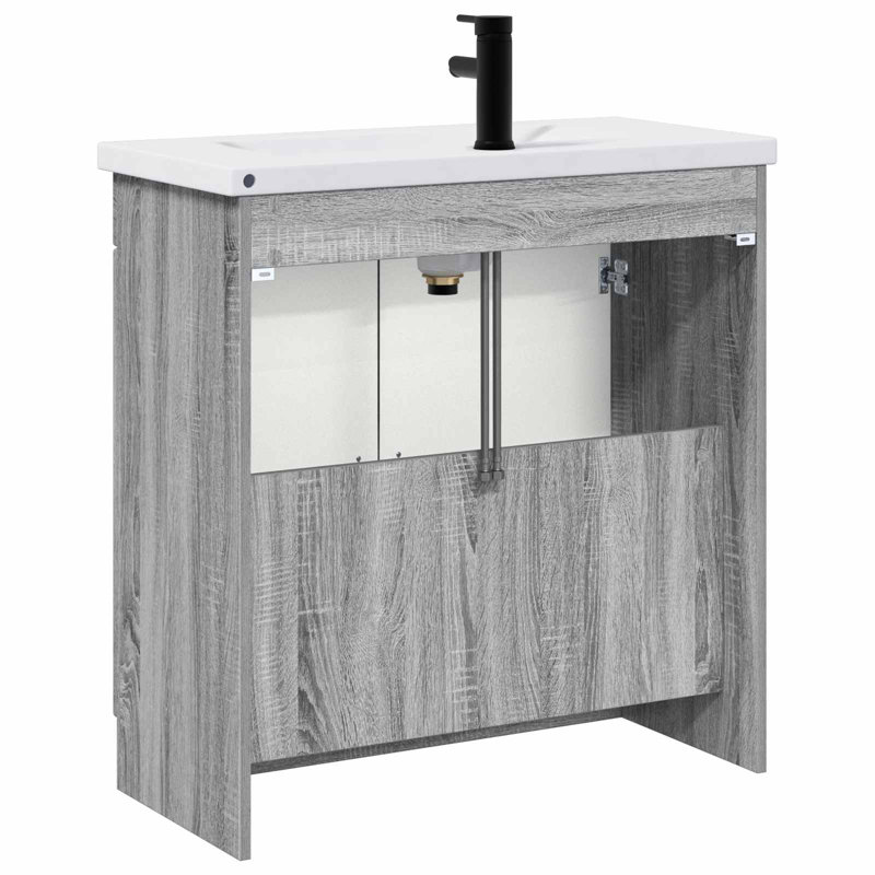 Vanity & Mirror Set, Grey Sonoma