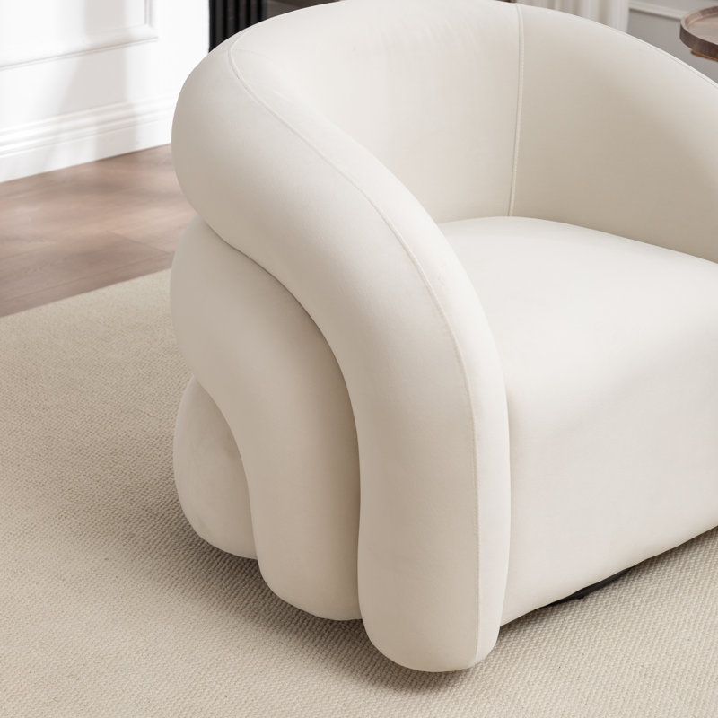 Fauteuil demi-tonneau rembourré et pivotant, Beige