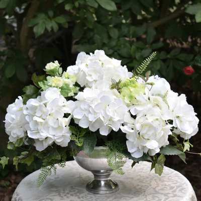 Faux Silk Hydrangea Arrangement in Vase
