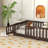 Twin Size Floor Bed With Fence And Door,Rubber Wood Floor Bed With Safety Guardrails-917110201-917110149