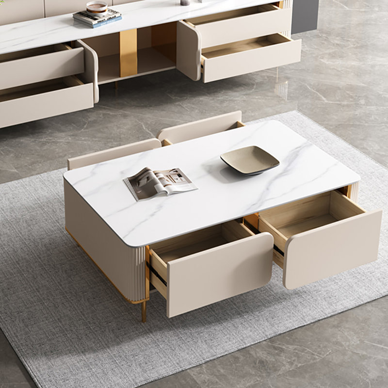 Light luxury wind rock panel coffee table, 16.5" H x 51.2" L x 27.6" W
