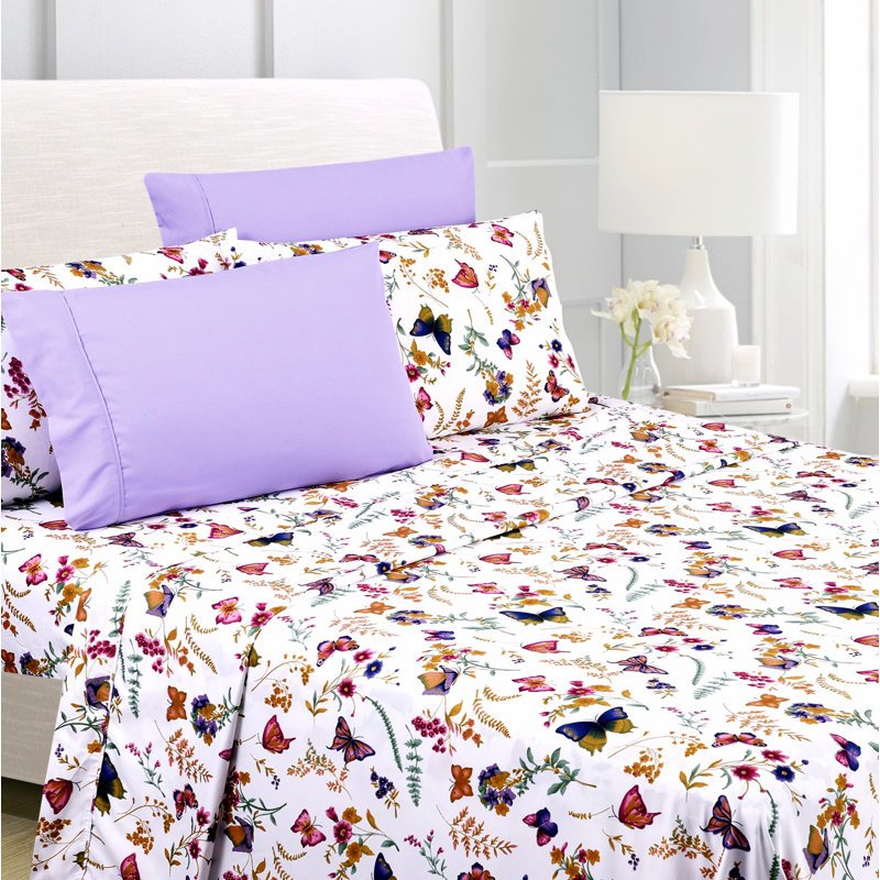  Ensemble de draps à motif floral de qualité supérieure, Ensemble de draps pour taille de lit très grand a
