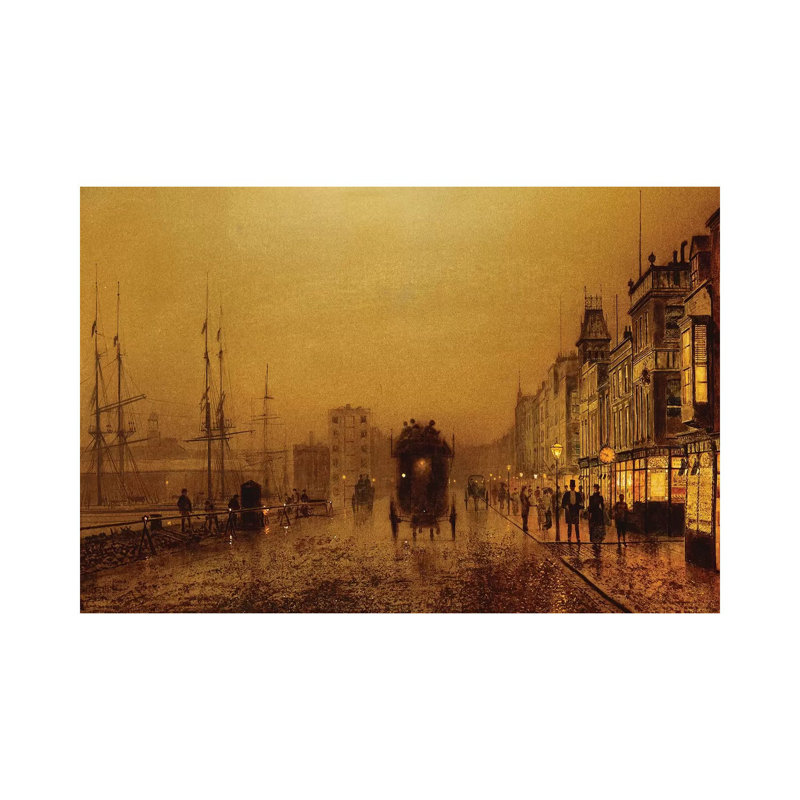 Glasgow Docks, 1892 by John Atkinson Grimshaw - Wrapped Canvas Print, 20.32 cm H x 30.48 cm W