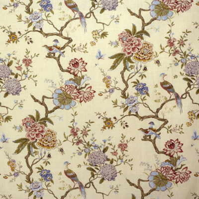 Oriental Bird 100% Linen Fabric