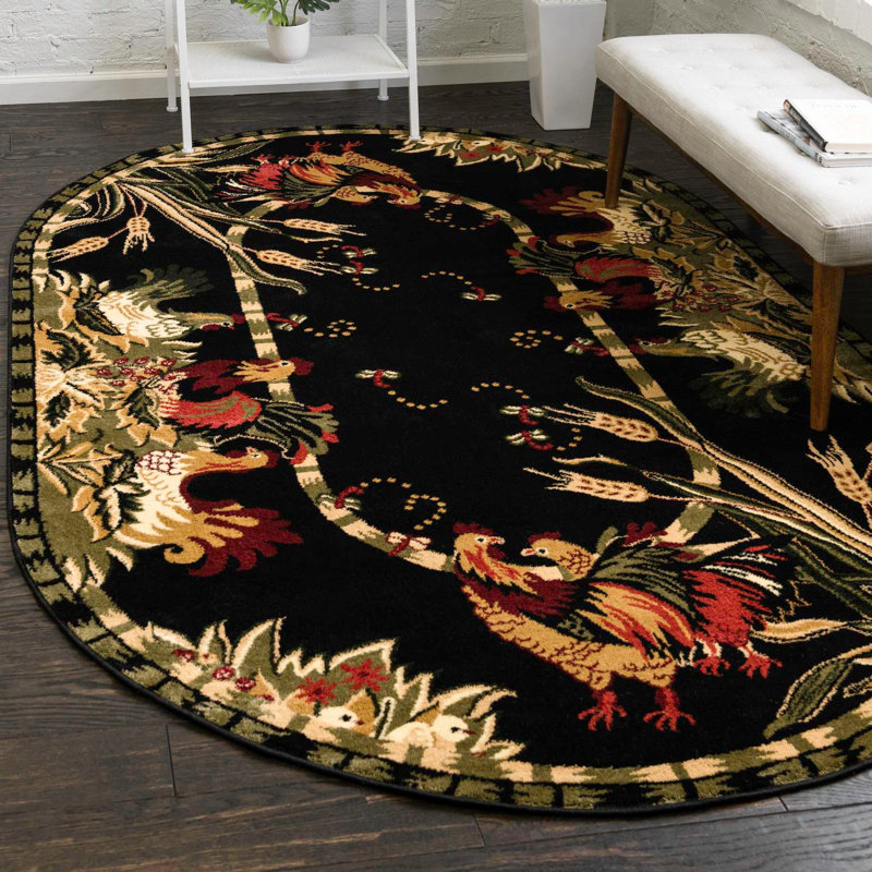 Andersonville Floral Indoor Rug, Square 6', Black/Green