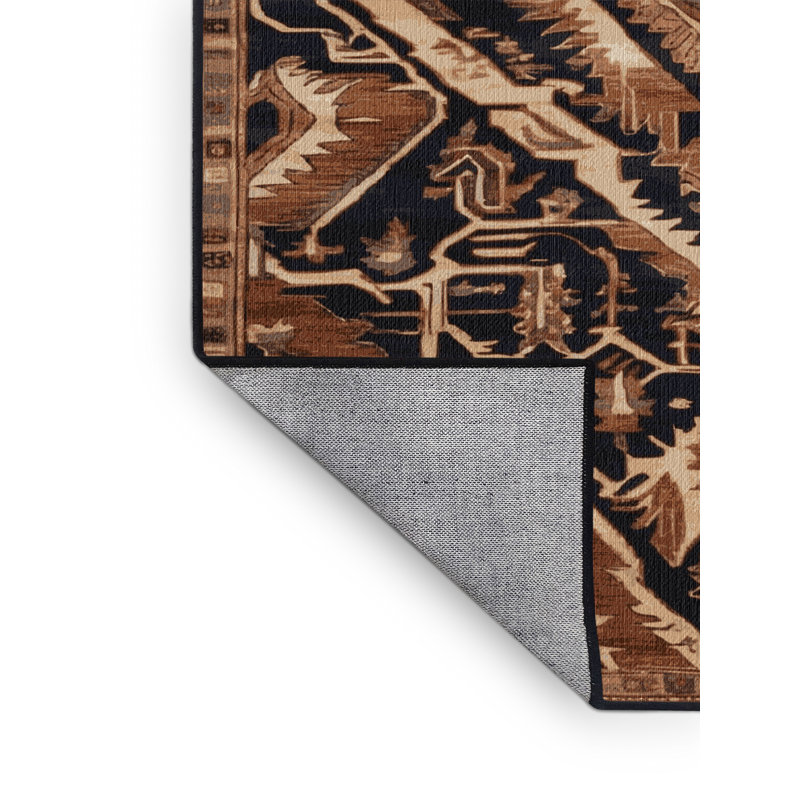 Machine Washable Persian Brown Area Rug, Round 8' x 8'