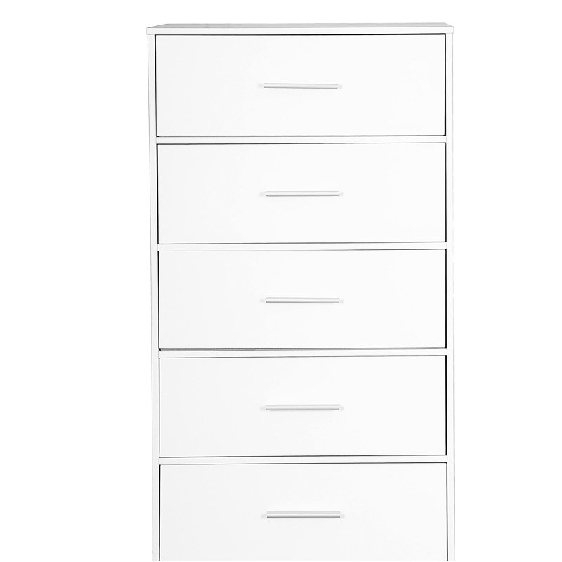 5-Drawer Dresser with Large Fabric Drawers, White