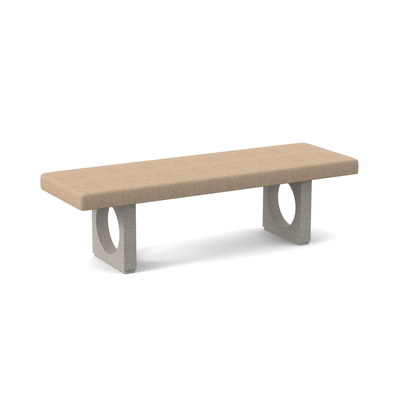 Void Upholstered Bench, Bisque, Maya Wheat