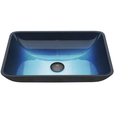 Donatello Russet Glass 18" L 13" W 4" H Rectangular Vessel Bathroom Sink