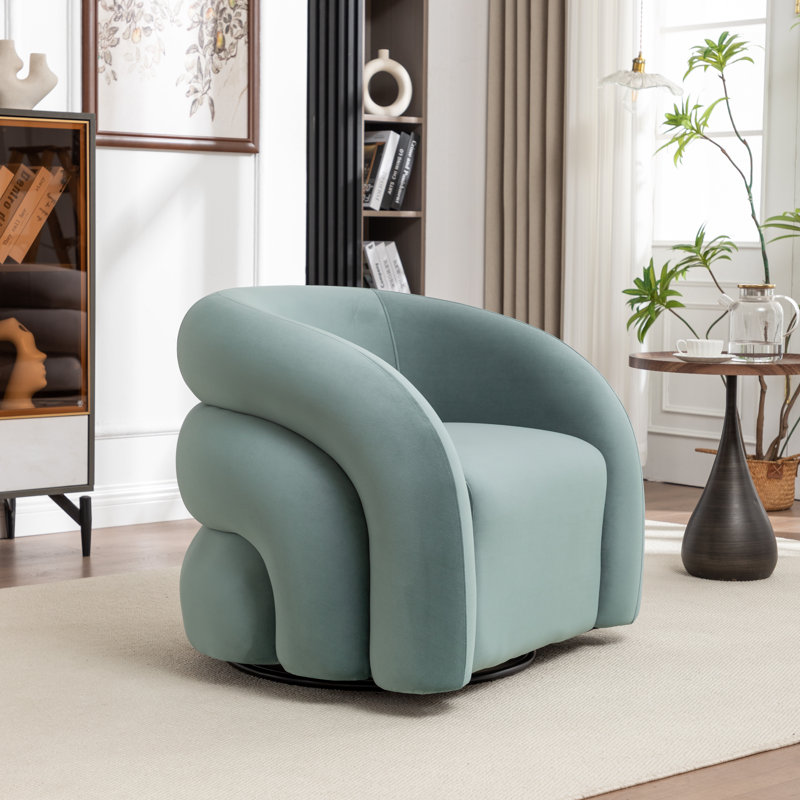 Fauteuil demi-tonneau rembourré et pivotant, Bleu