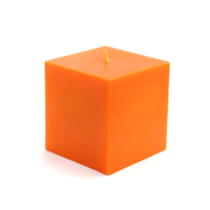 Citronella Pillar Candle, 3" H x 3" W x 3" D, Orange, Set of 12