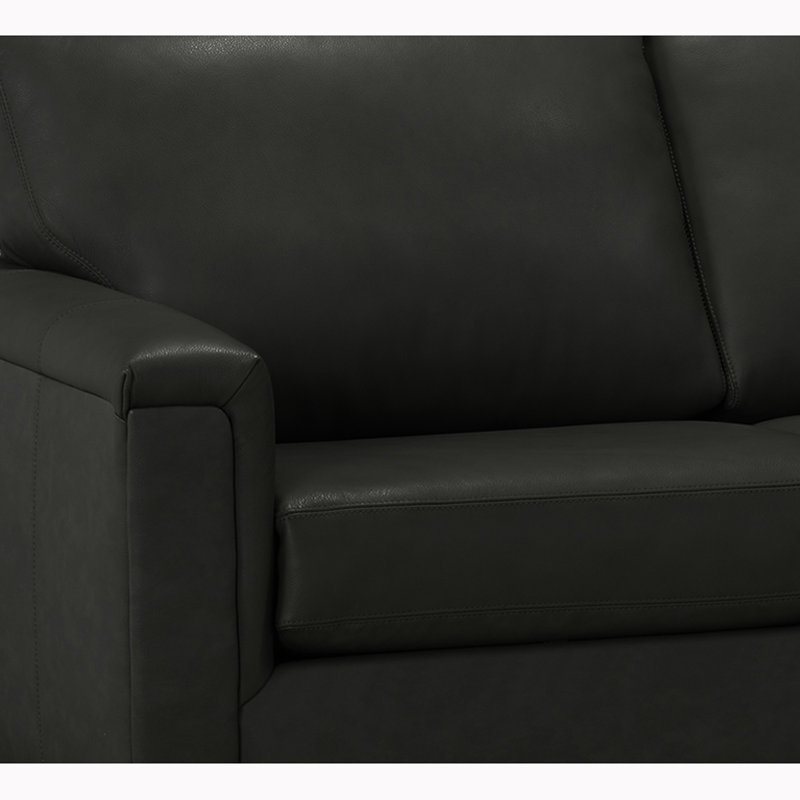 Platte Upholstered L-Shaped Sectional Right Hand Facing, Black Genuine Leather