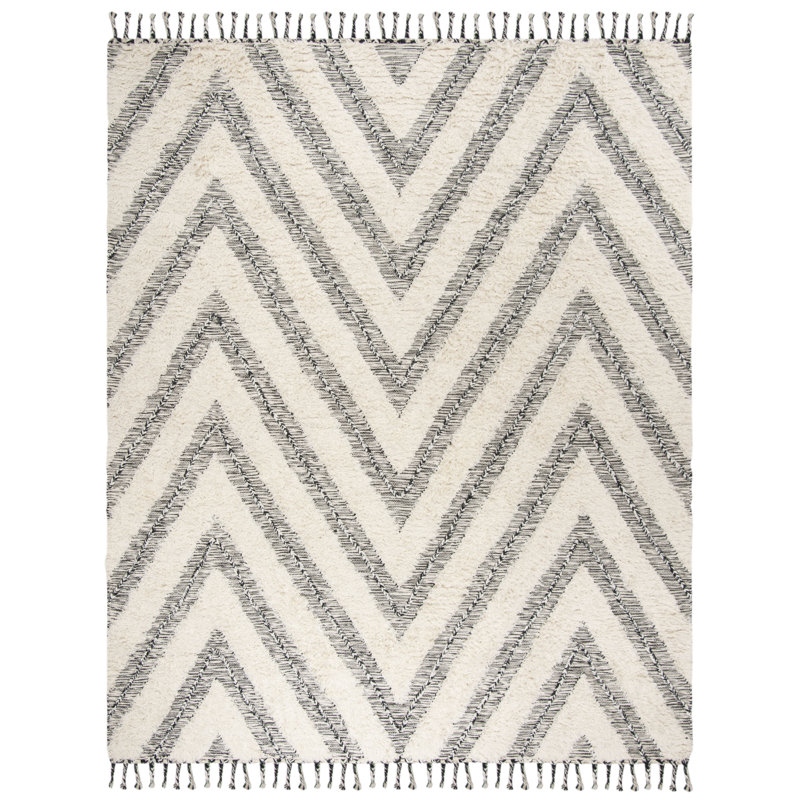 Irick Geometric Wool Hand Woven Area Rug, Rectangle 183 x 274 cm