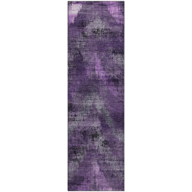 Premium Machine Washable Prisco Purple Rug, Runner 2'3" x 7'6"