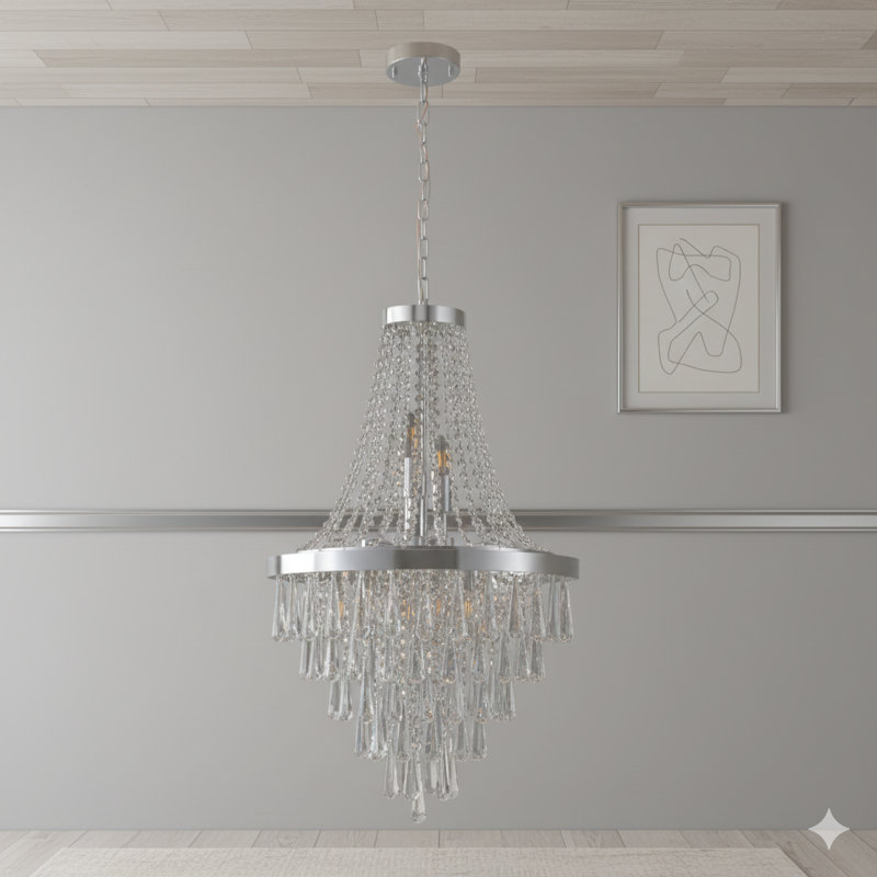 Lustre en cristal chromé de 20 pouces avec hauteur réglable, plafonnier moderne à 11 lumières E12 (ampoules non incluses) pour le salon, la salle à manger et l'escalier