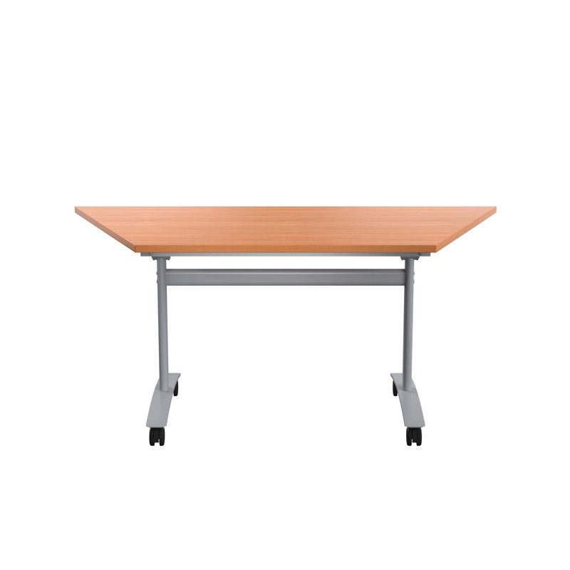 Buariki Trapezoid 4 Person Flip Top 160cm L Modular Training Table with Casters, Beech