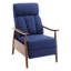 Chaise inclinable réglable avec tissu doux pour cadre de salon en bois massif bleu